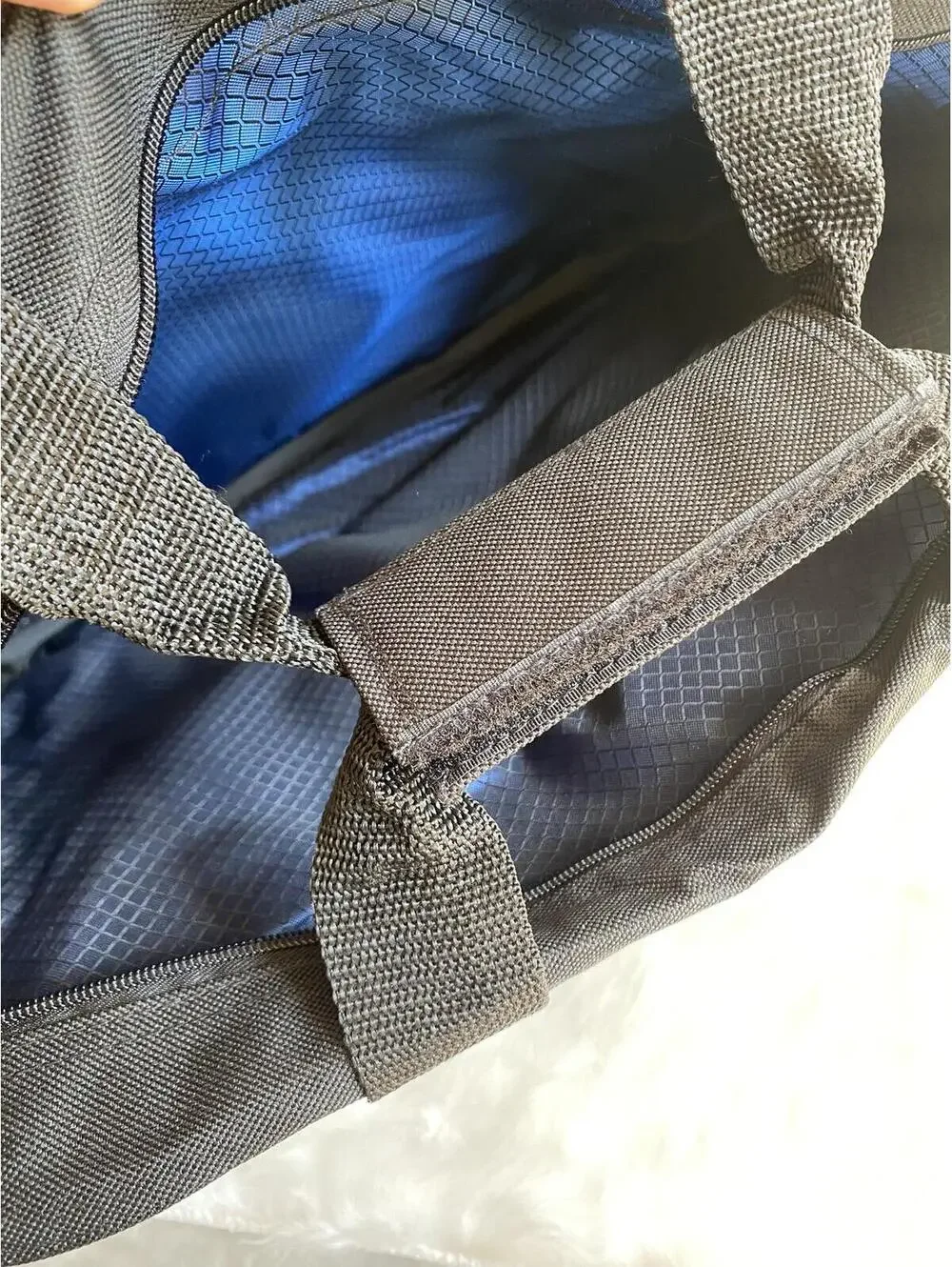 Blue and Black Messenger Bag with Adjustable Strap